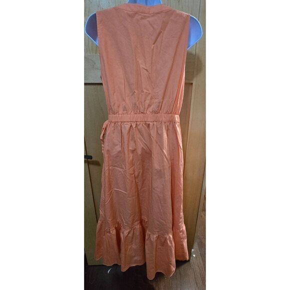 Talbots Womens Wrap Dress Orange Ruffle Hem Size 6 Cotton Blend - Picture 6 of 6